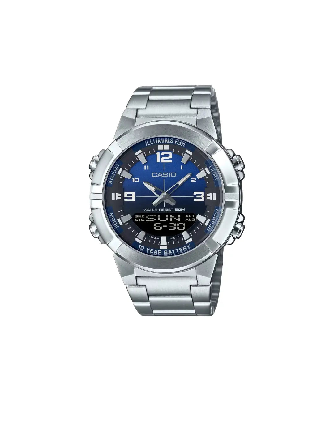 Casio AMW-870DA-Digital-Analog Stainless Steel Watch