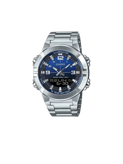 Casio AMW-870DA-Digital-Analog Stainless Steel Watch
