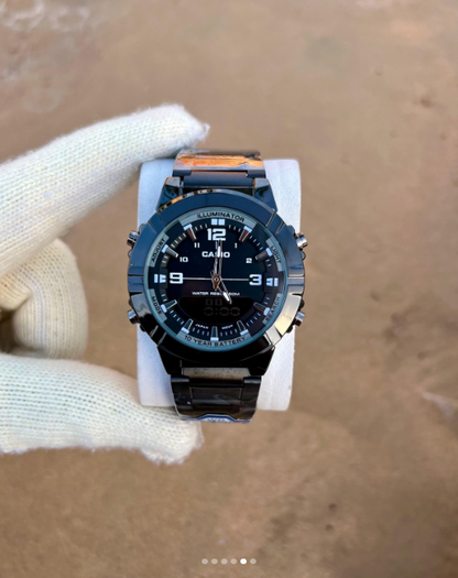 Casio AMW-870DA-Digital-Analog Stainless Steel Watch