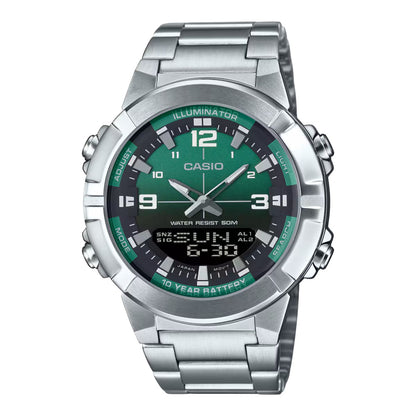 Casio AMW-870DA-Digital-Analog Stainless Steel Watch