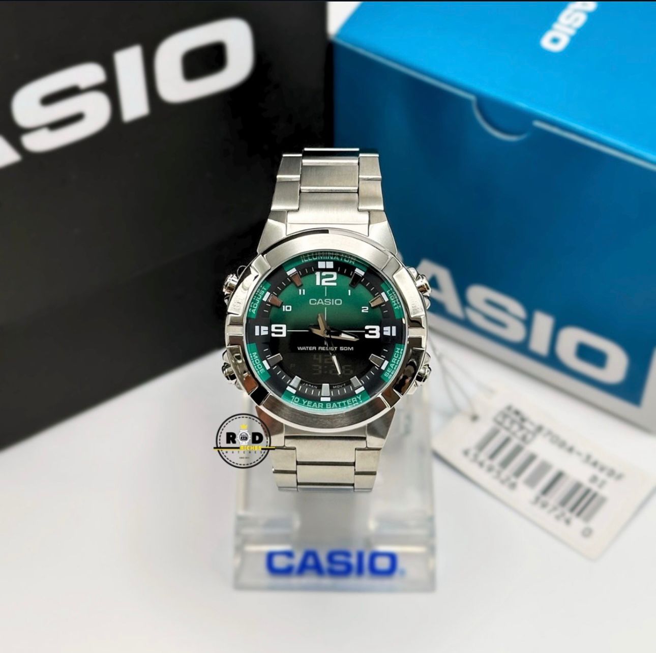 Casio AMW-870DA-Digital-Analog Stainless Steel Watch