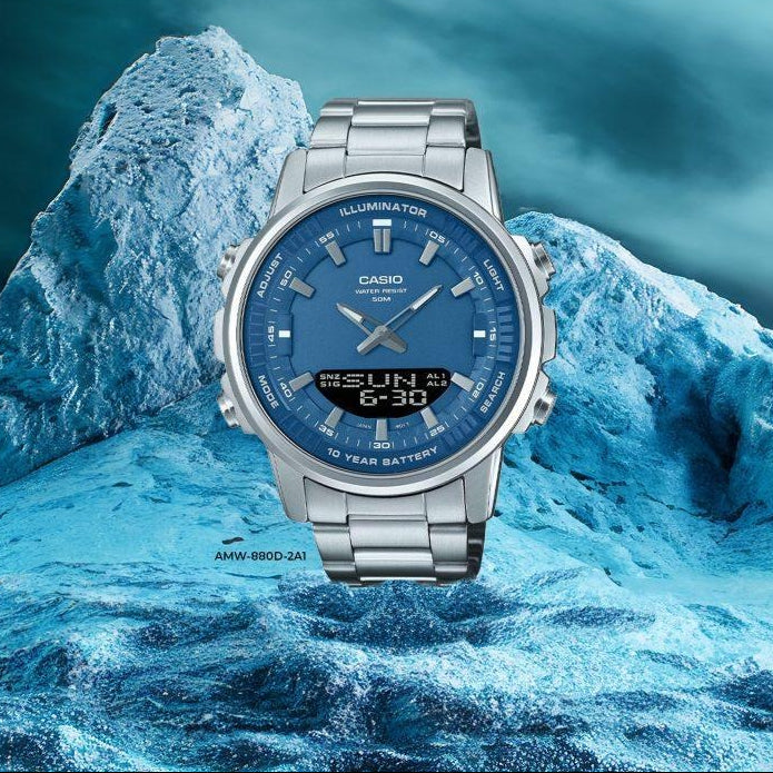 Casio Blue Dial Stainless Steel Watch