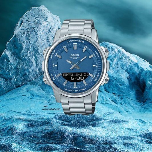 Casio Blue Dial Stainless Steel Watch